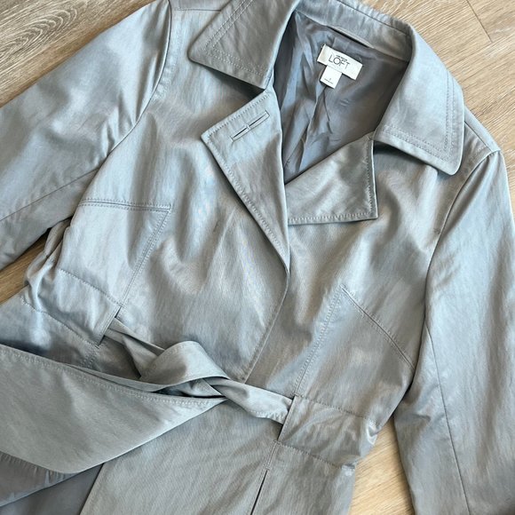 Ann Taylor Loft Silver/Gray Raincoat - Picture 3 of 5